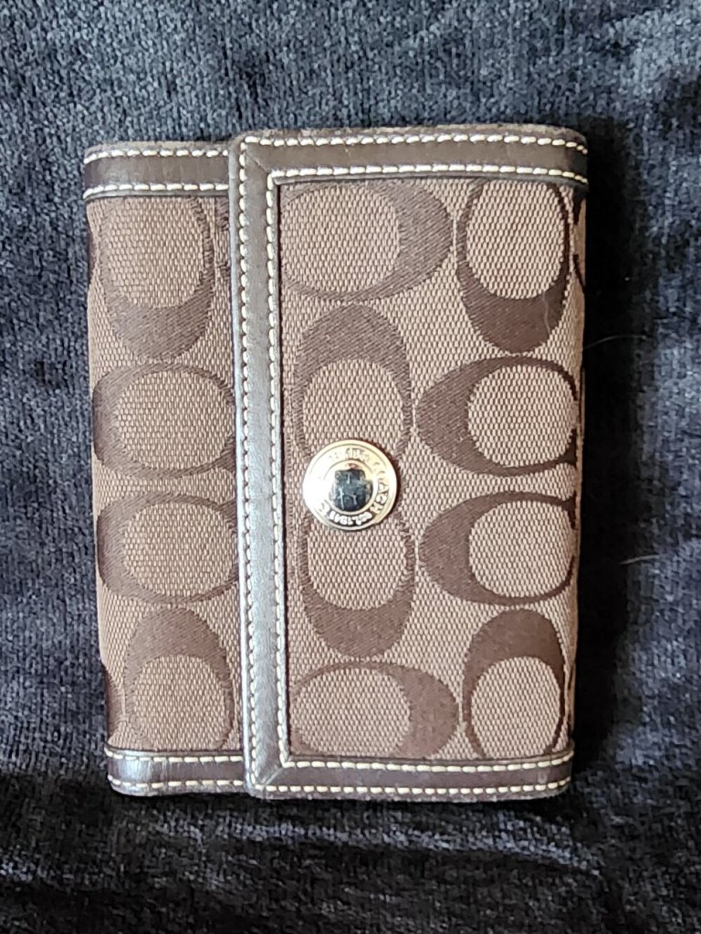 Coach Hamptons Signature Small Trifold Wallet - Mahogany & Brown